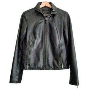 BHS SOPHISTICATES Genuine Leather Bomber Jacket Black Sz S